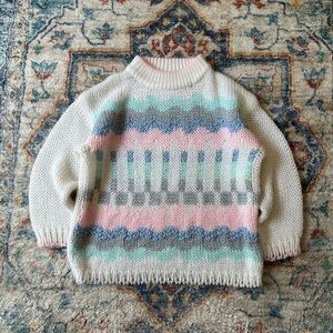 Vintage Chorus Line Pastel Pullover Sweater Large